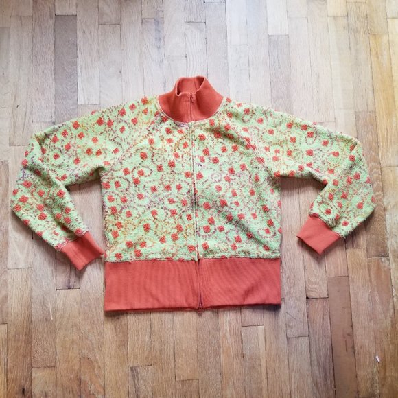 Athleta Sweaters - Athleta Made In USA Sweater Lime Green and Orange Patterned Zip Up Size Medium